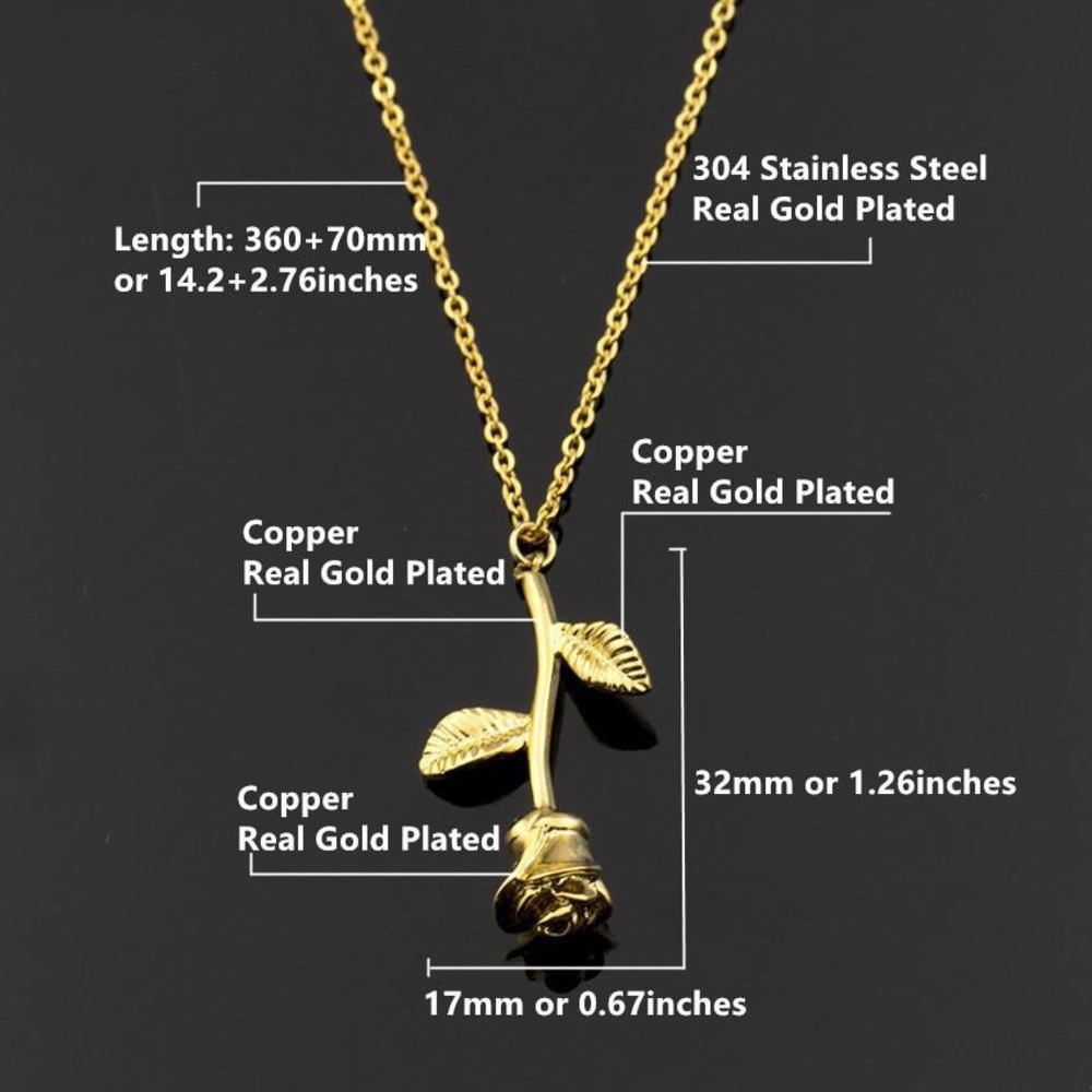 NEW Golden Rose Minimalist Pendent Necklace - Picture 8 of 8